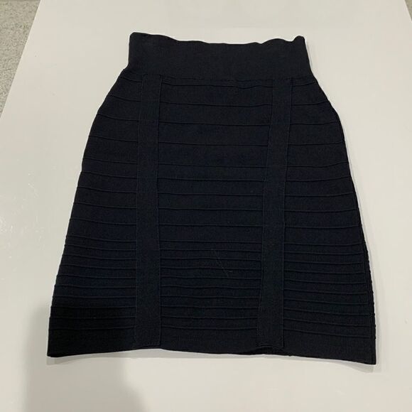 ROCK & REPUBLIC ribbed bodycon midi skirt bandage skirt black S - Picture 7 of 10